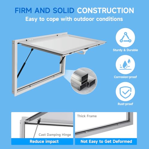 Food Truck Service Window 36" x 36" Aluminum Alloy with Awning Door E16999