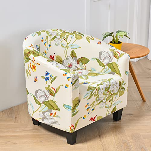 Club Chair Slipcover for Armchairs Stretch Removable Cover, White Geometric Q144350