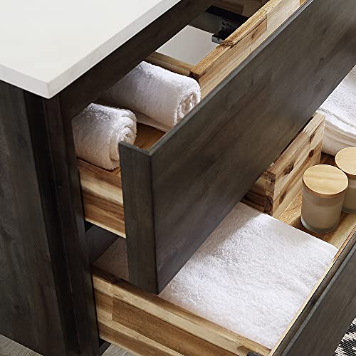 24 Inch Wall Hung Modern Bathroom Vanity with Quartz Countertop and Ceramic Sink Z371