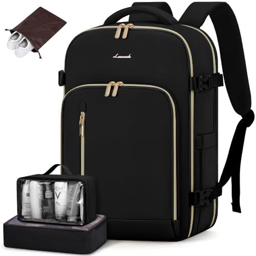 LOVEVOOK Travel Backpack for Women，Carry on Backpack Flight Approved， Personal Item Travel Bag with 3 Packing Cubes，Large Waterproof Daypack Luggage Weekender Overnight Backpack