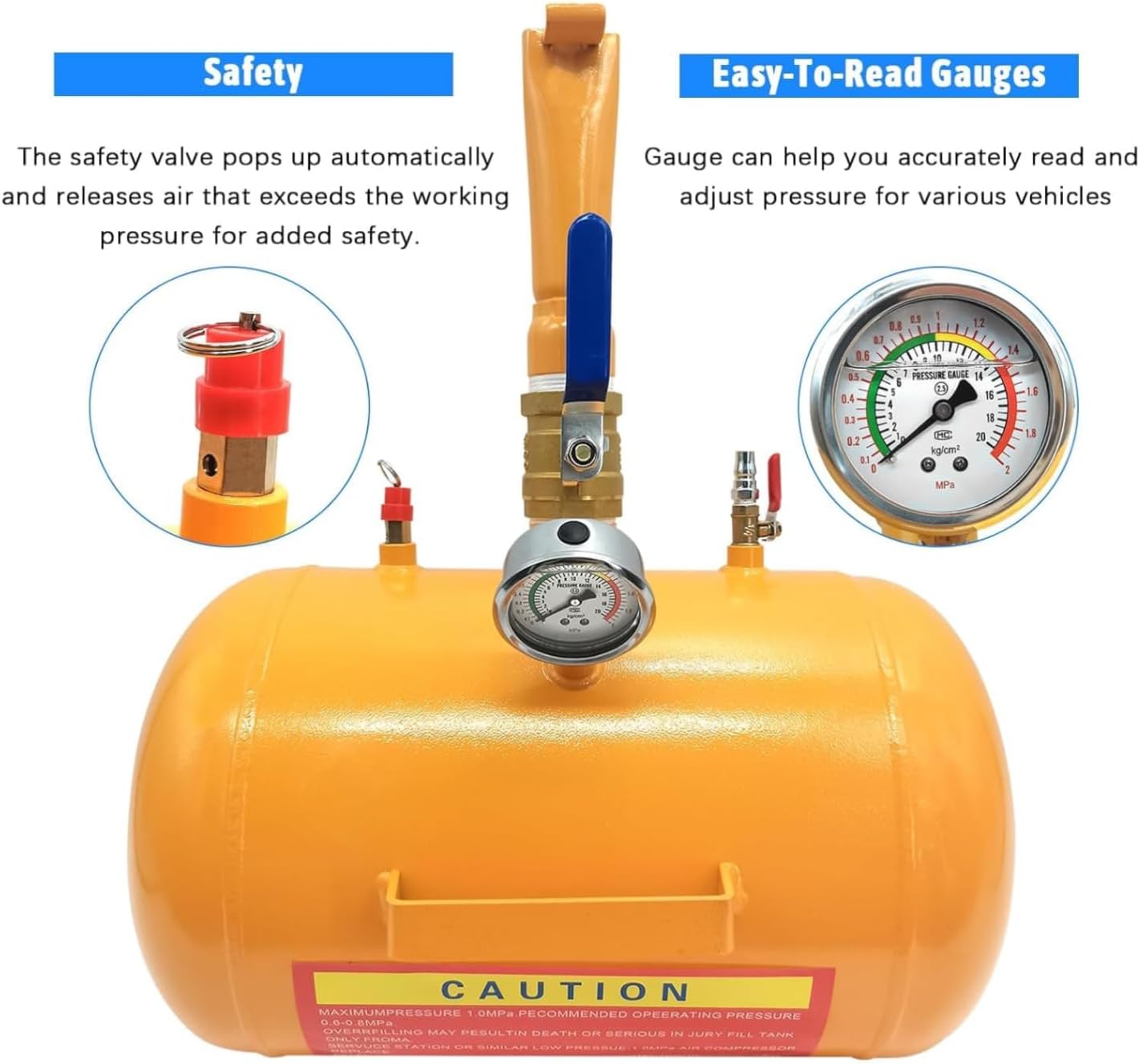 Tire Bead Seater Inflator Tank with Pressure Gauge, 145PSI I645490
