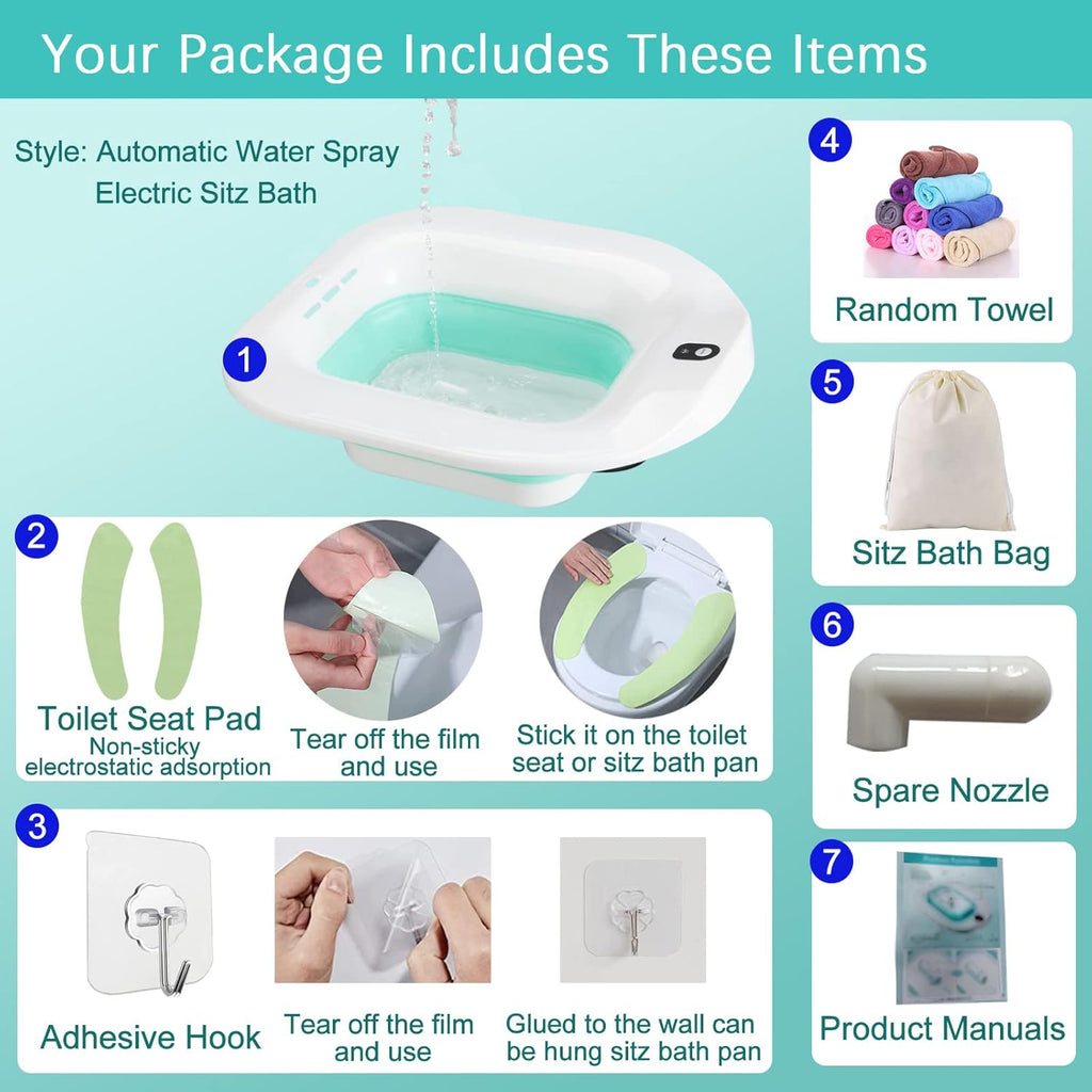 Foldable Electric Sitz Bath for Toilet Seat Postpartum Care M12401