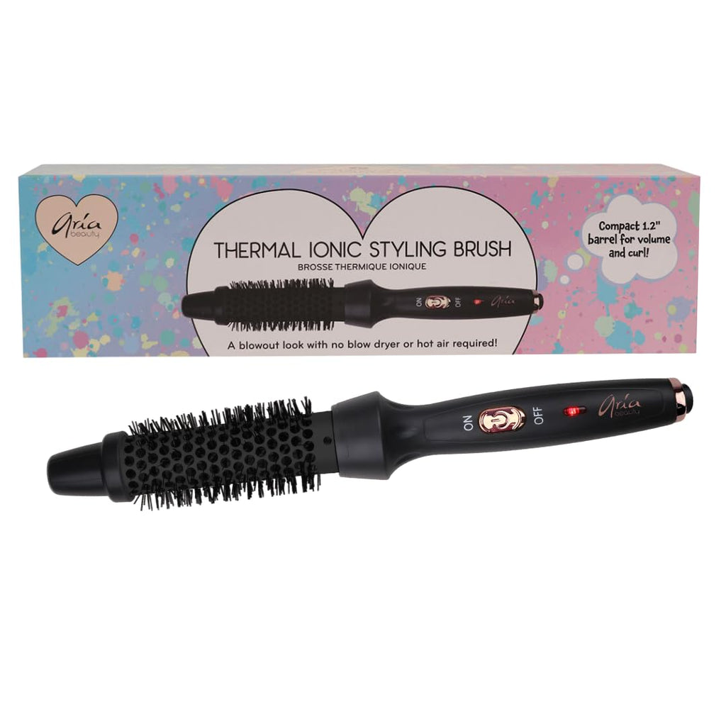 Thermal Ionic Styling Brush - Hot Air Brush for Blowouts - Ceramic Round Brush - Lightweight - Black S64786