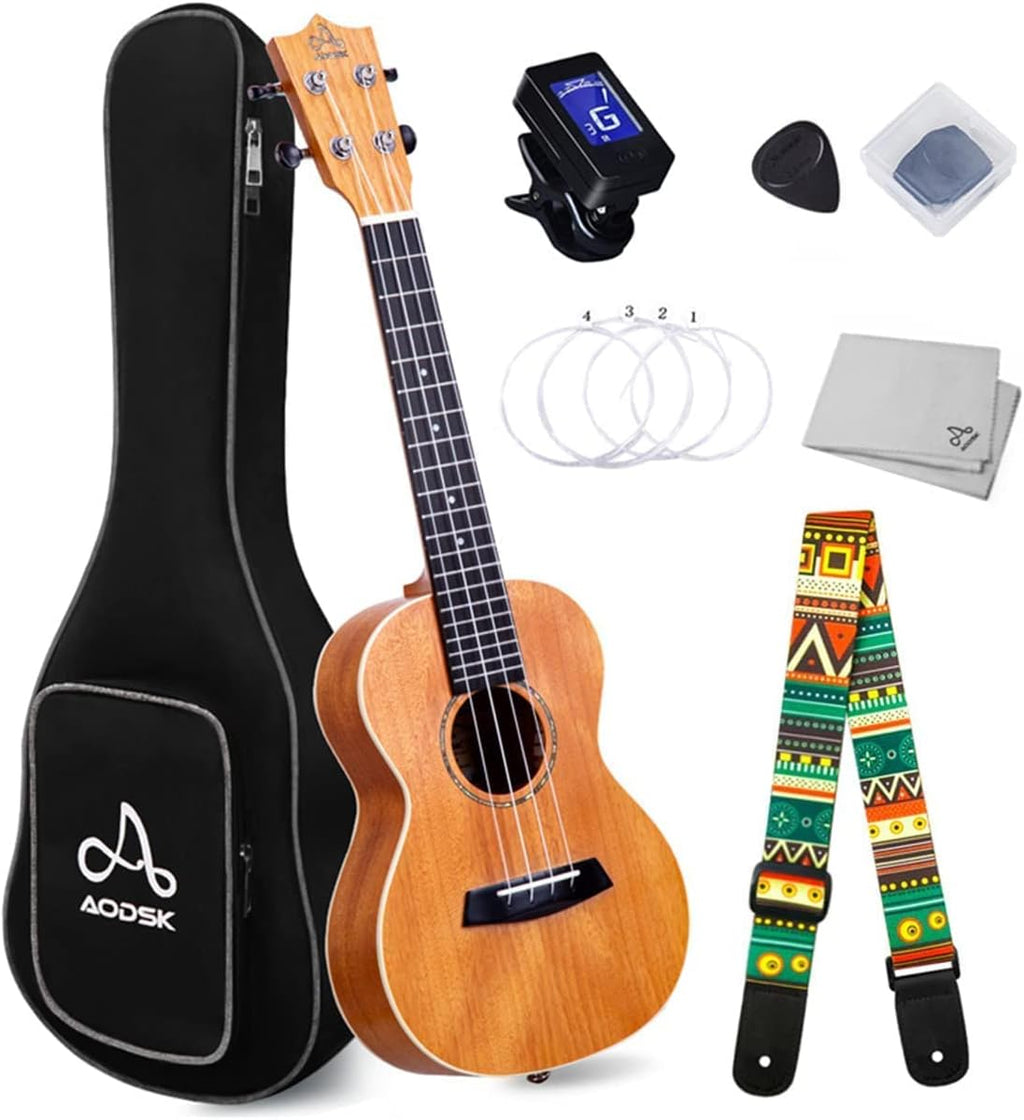 23 Inch Mahogany Concert Ukulele Starter Kit with Stand H893