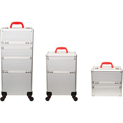 Large Rolling Makeup Train Case with Wheels for Travel and Storage I69233