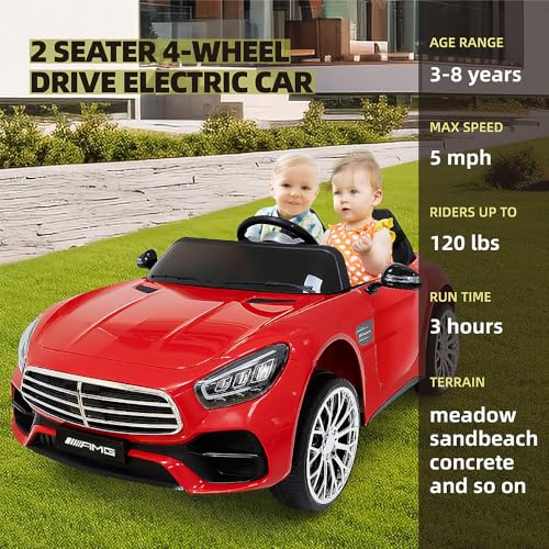 2 Seater Ride On Car for Kids with Remote Control, 24V Battery Powered, White I44510