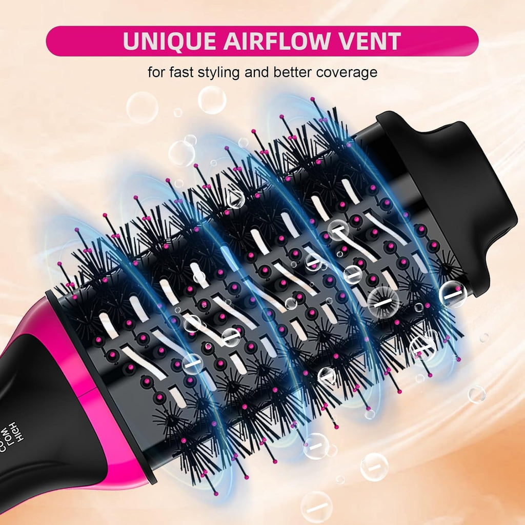 Hair Dryer Brush for European Travel, 2-in-1 Volumizer with Negative Ion Anti-frizz W627