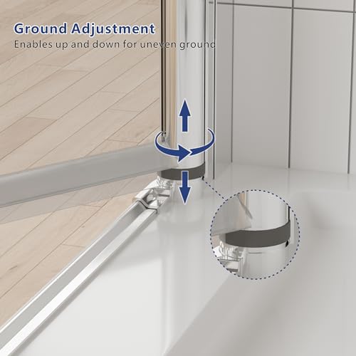 Semi Frameless Pivot Swing Shower Door, Clear Tempered Glass, Chrome Finish I97733