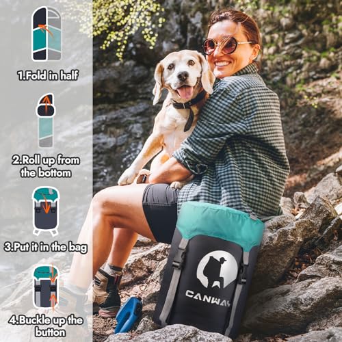 Flannel Sleeping Bag for Camping Backpacking Cold Weather with Compression Sack L379