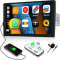 SIXWIN 9 Inch Touchscreen Single Din Car Stereo with Wireless Carplay Android Auto Mirror Link Bluetooth FM EQ UI Backup Camera Car MP5 Player with Steering Wheel Control 7 Color Light MIC