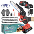 Mini Chainsaw 6 Inch Cordless with 2 2.0Ah Battery & Charger & 2 Chains, Mini Chain Saw Battery Powered, 21V Electric Power Chain Saws with Security Lock, Handheld Small Chainsaw for Wood/Tree Cutting