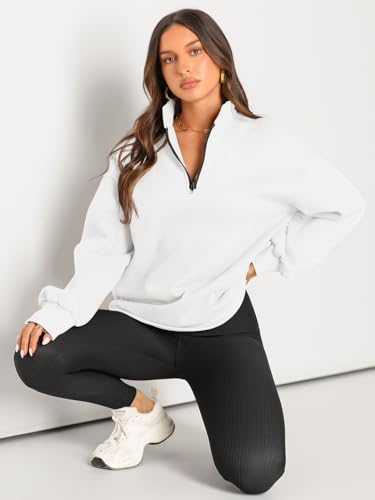 Womens Oversized Half Zip Hoodie Pullover D2860