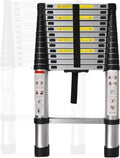 Aluminum Telescopic Extension Ladder Collapsible Ladder, One-Button Retraction Extension Ladder,Multi-Use, 330 lbs Capacity,14.5FT / 4.4M
