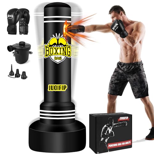 Freestanding Punching Bag for Adults, 70" Boxing Punching Bag for Adults with Stand - Men Heavy Bag with Gloves and Pump Inflatable Kickboxing Bag for Training MMA Muay Thai Fitness