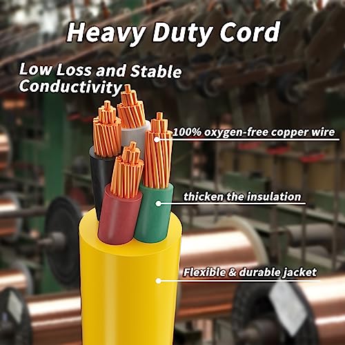 40FT 30 Amp Generator Extension Cord, NEMA L14-30, 10 Gauge, Twist Lock, Yellow I3045