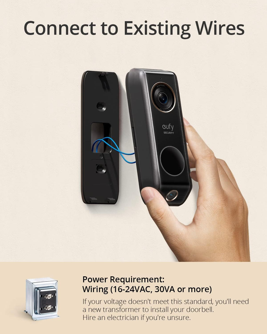 Video Doorbell Wired with Chime, Dual Cam, 2K HDR, No Monthly Fee Z403