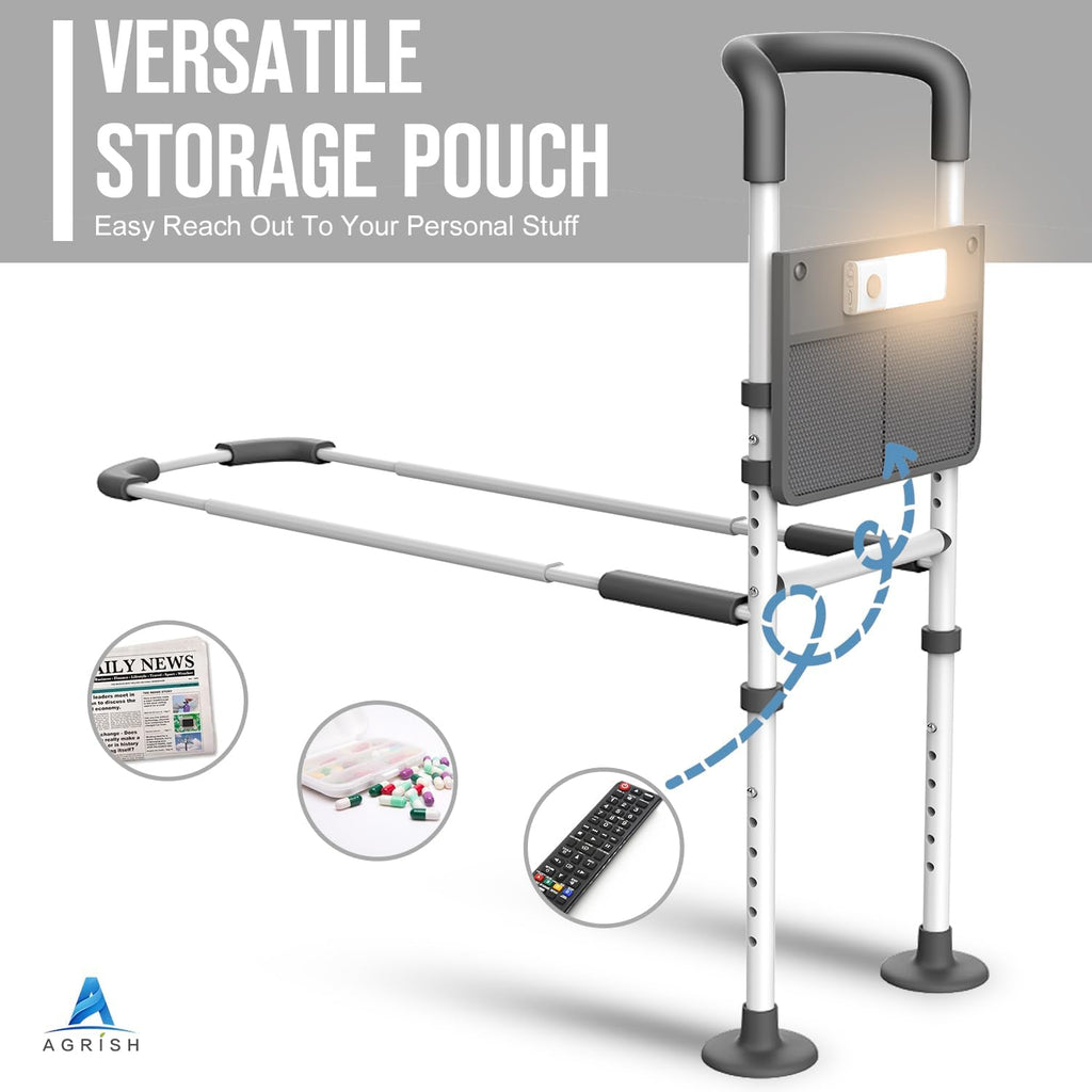 Bed Rails for Elderly Adults with Motion Light and Storage Pouch W23329