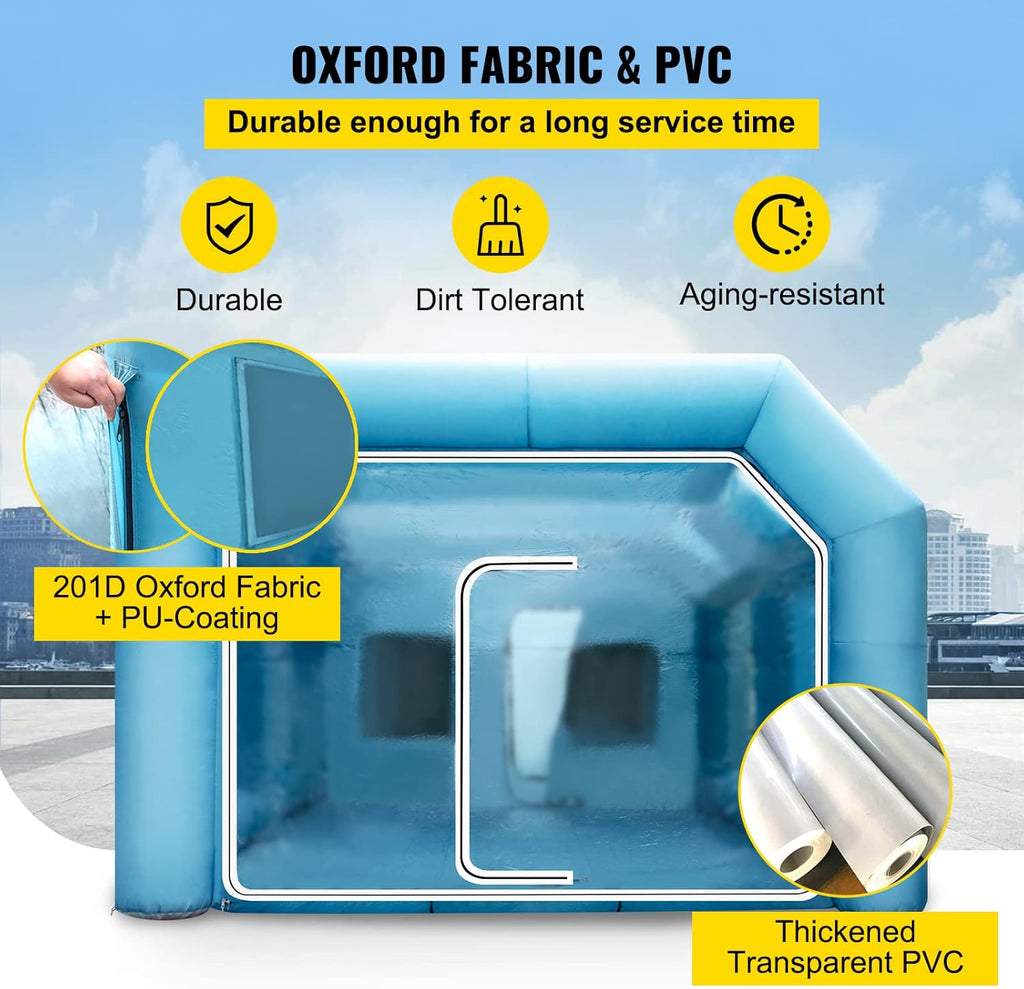 Inflatable Paint Booth 19.7 x 13.1 x 8.5 ft with Blowers and Air Filter System T1413