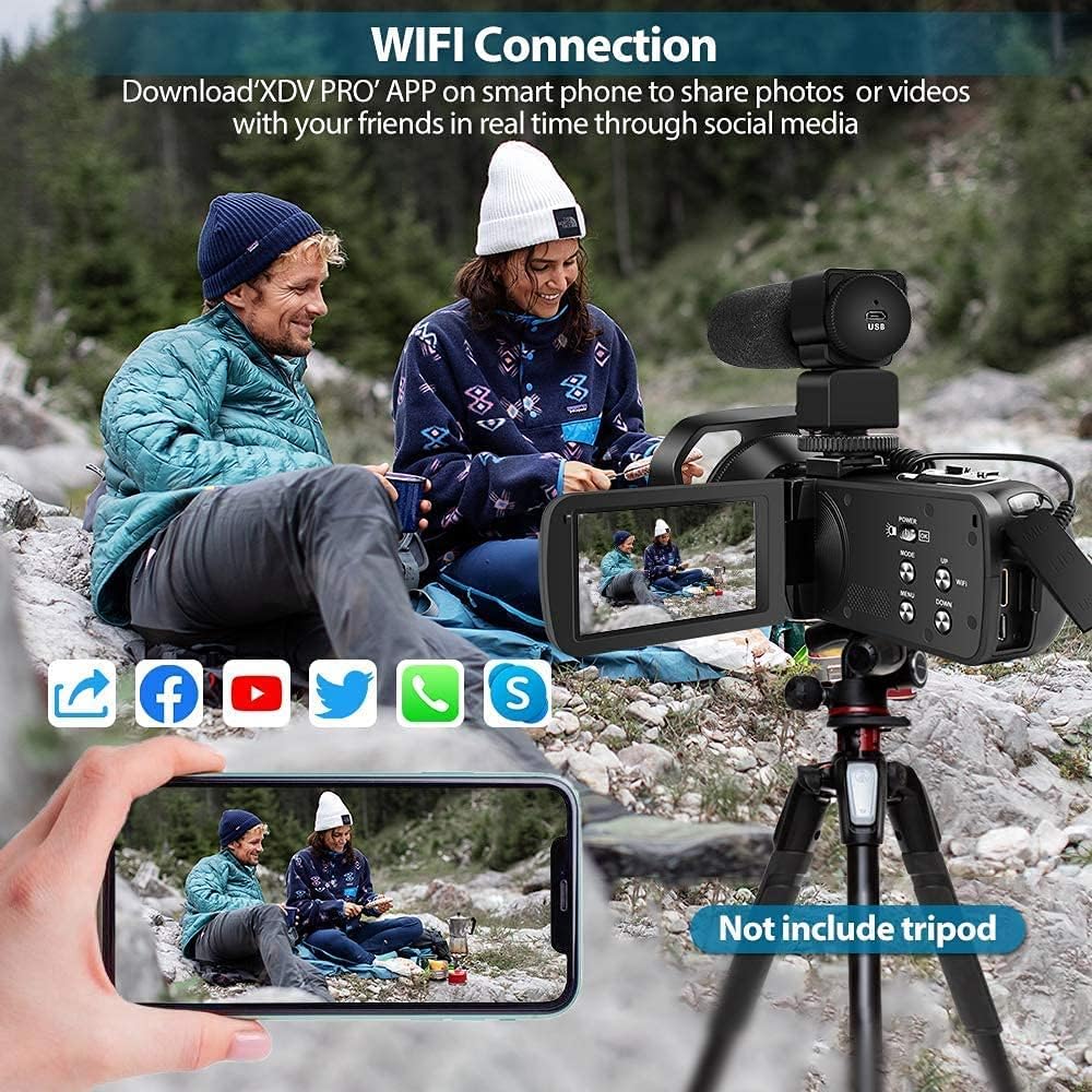 4K 48MP Camcorder with WiFi, Night Vision, Touch Screen and Remote N707