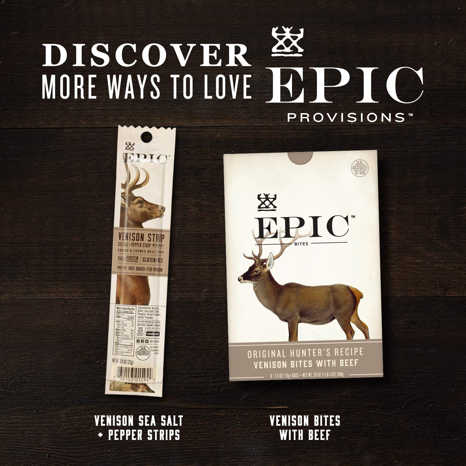 Venison Sea Salt & Pepper Bars, 4ct Box W183
