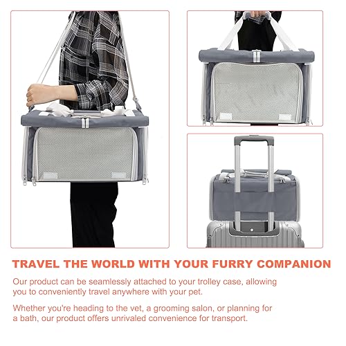 Large Soft Cat Carrier for Two Cats, Collapsible Travel Bag W22744