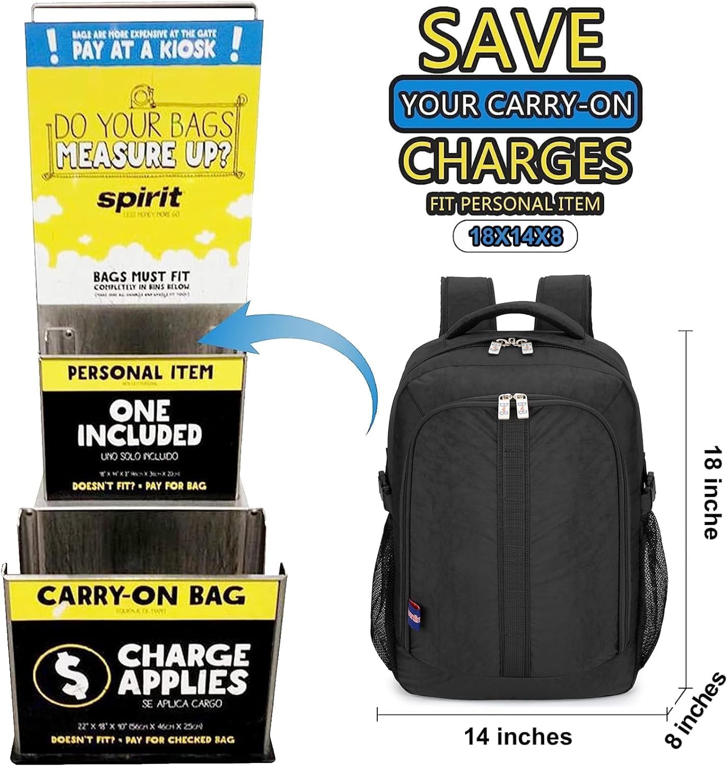 Under-Seat Backpack for Air Travel, Fits 18 x 13 x 8 Inches F3236