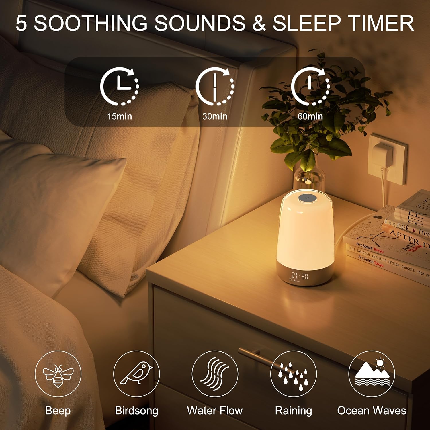 Sunrise Alarm Clock with Dimmable Touch Light and 6 RGB Colors S896051