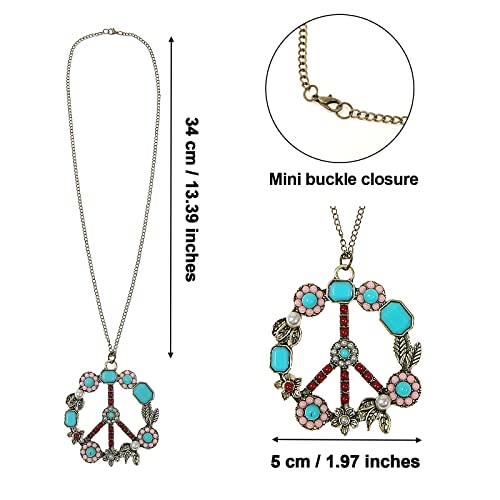 3PCS Women Hippie Costume Set with Headband, Necklace and Sunglasses Y1733