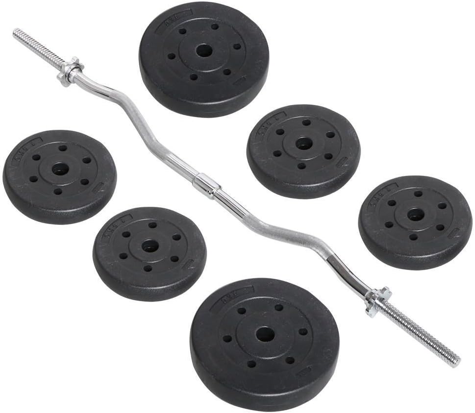 Curl Olympic Bar and Barbell Set with Adjustable Weight Plates for Home Fitness M710425