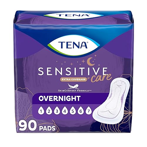 TENA Incontinence Pads, Bladder Control & Postpartum for Women, Overnight Absorbency, Extra Coverage, Intimates - 135 Count