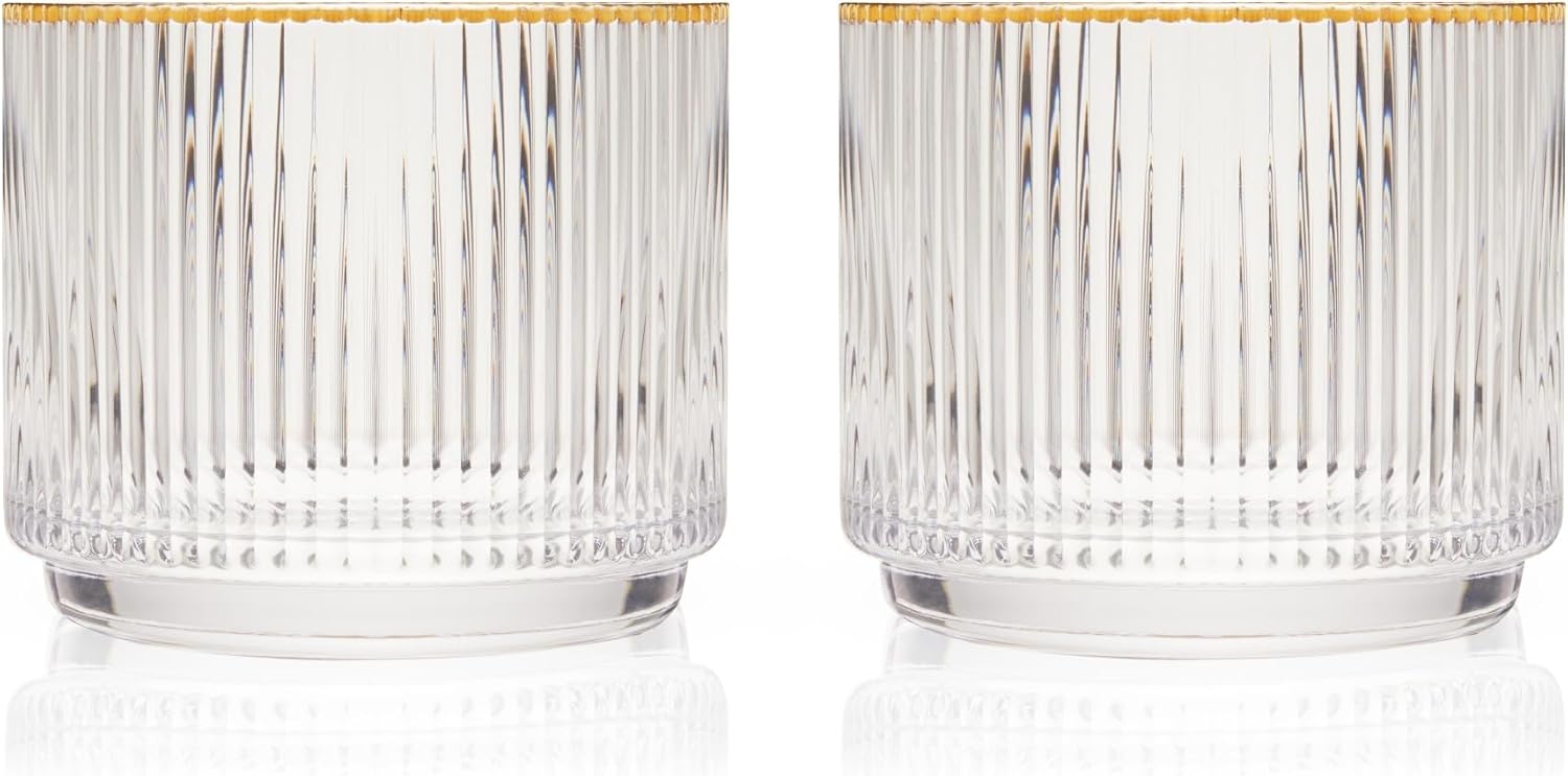 Crystal Lowball Whiskey Glasses, 12oz Set of 2 E3308