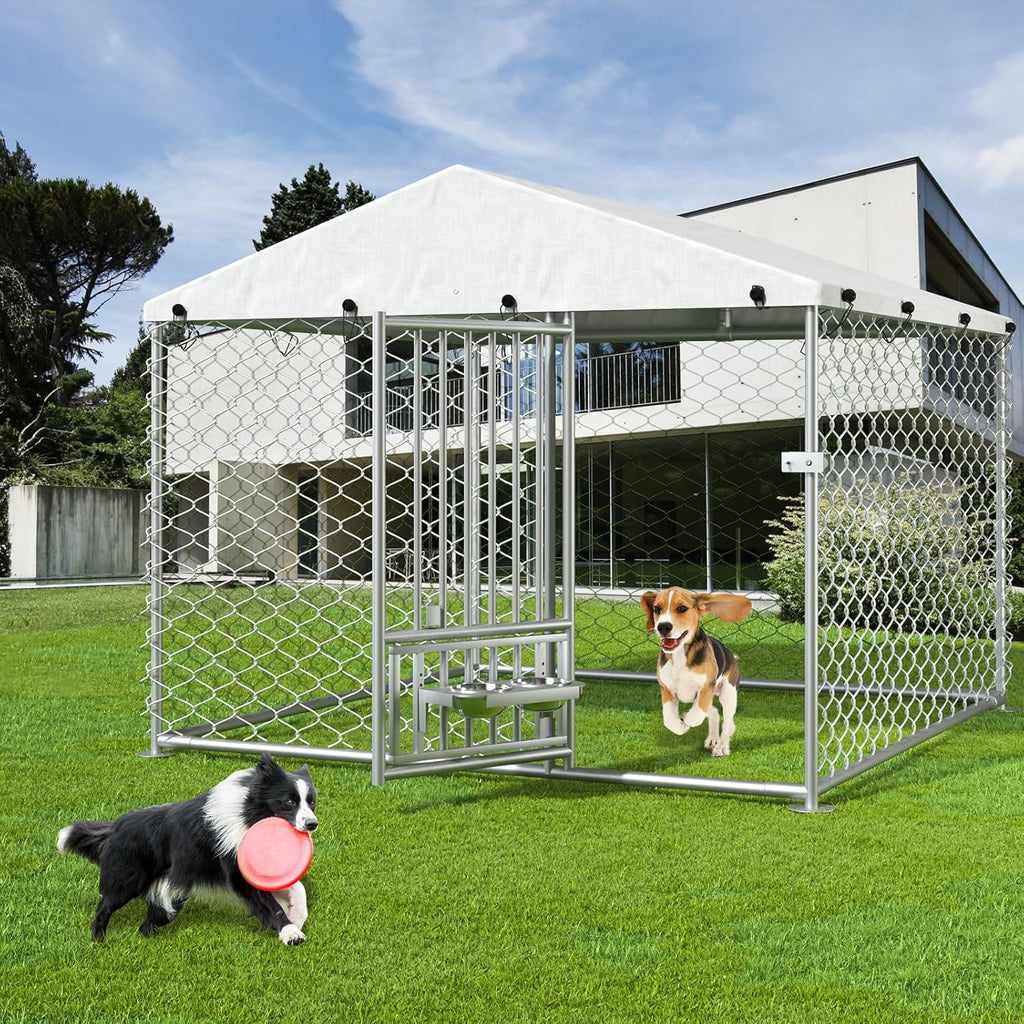 Outdoor Dog Kennel with Roof and Waterproof Cover P787633