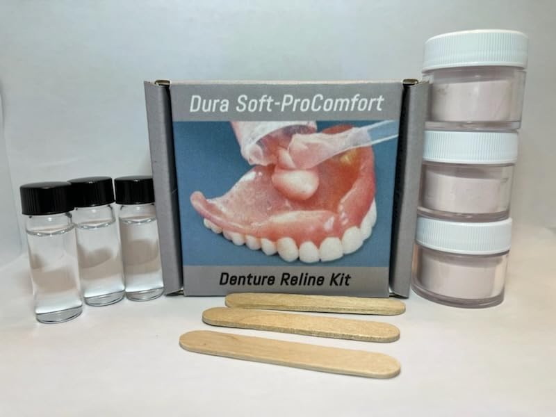 Dura Soft-ProComfort - Loose Denture Repair Kit - Refits and Tightens Loose Dentures - Eliminates Loose Dentures and Sore Gums - Cure for Loose and Irritating Dentures (3 Kits - Relines 3 Dentures)