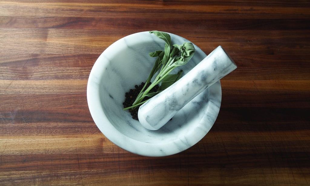 Marble Mortar and Pestle, White R852