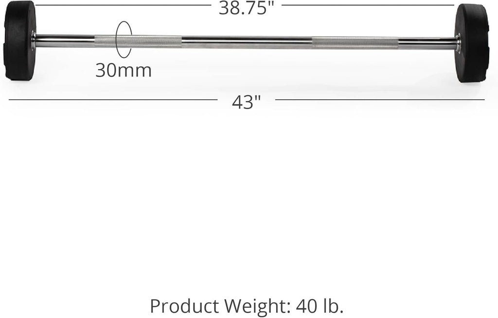 40 lb Rubber Straight Fixed Barbell for Strength Training W8570