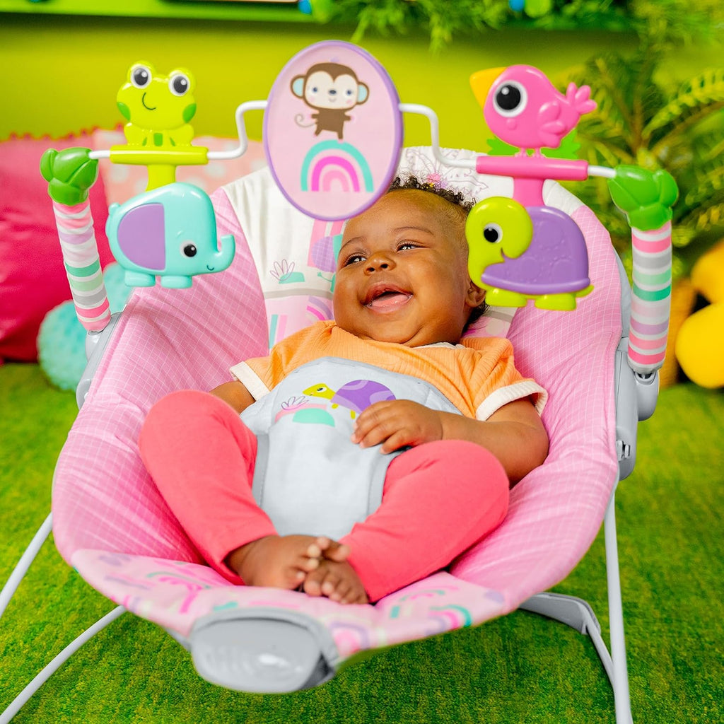 Portable Baby Bouncer with Vibrating Infant Seat and Toy Bar Y985