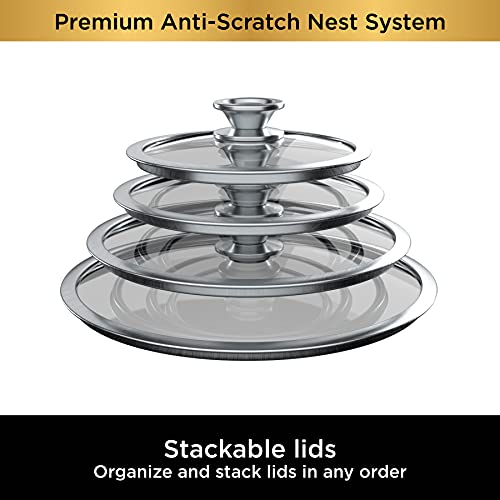 10 Piece Pots & Frying Pans Set with Glass Lids, Nonstick, Oven Safe to 500°F E2836