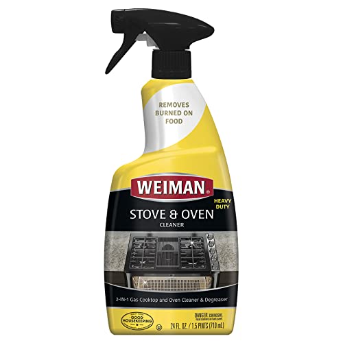 Weiman Heavy Duty Stove and Oven Cleaner and Degreaser for Glass, Ceramic Cooktops, BBQ grill grates - 2 Pack, 24 Oz w/MicroFiber Towel