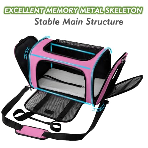Large Cat Carrier for Small to Medium Dogs, Soft Sided Folding Travel Pet Carrier S9033