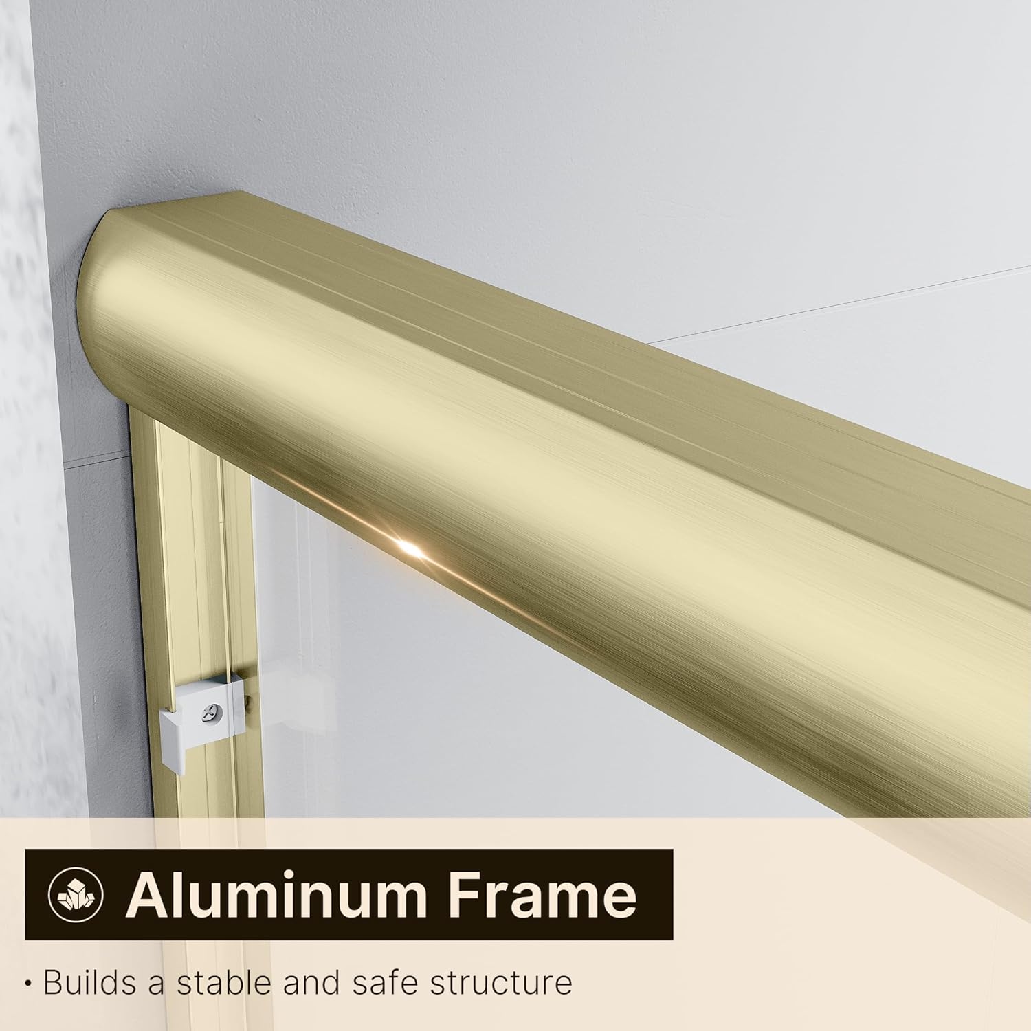 Double Sliding Shower Door, Semi-Frameless, Clear Tempered Glass, Brushed Gold Finish T561088