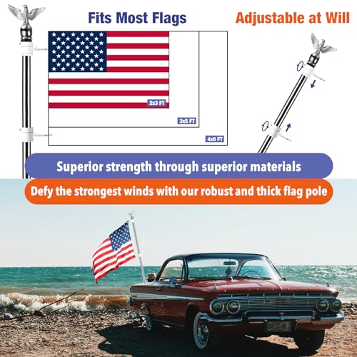 6FT Flag Pole Kit with Holder Bracket, Stainless Steel Tangle Free for Outside Porch I5911