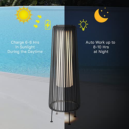 Outdoor Floor Solar Light 2-Pack, Wicker Patio Lamp Waterproof for Yard Garden T781