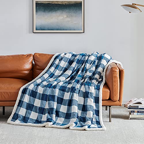 Sherpa Red and Black Buffalo Plaid Christmas Throw Blanket, Soft Cozy Fleece for Couch Bed Sofa A4681