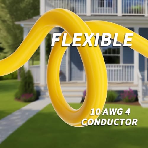 40FT 30 Amp Generator Extension Cord, NEMA L14-30, 10 Gauge, Twist Lock, Yellow I3045