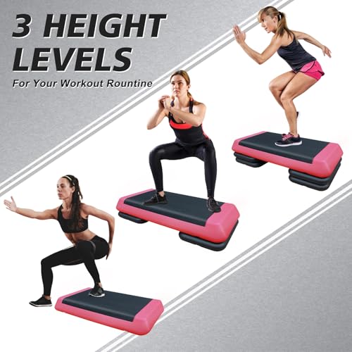 Adjustable Aerobic Step Platform with 4 Risers, 4-6-8in Height L756398