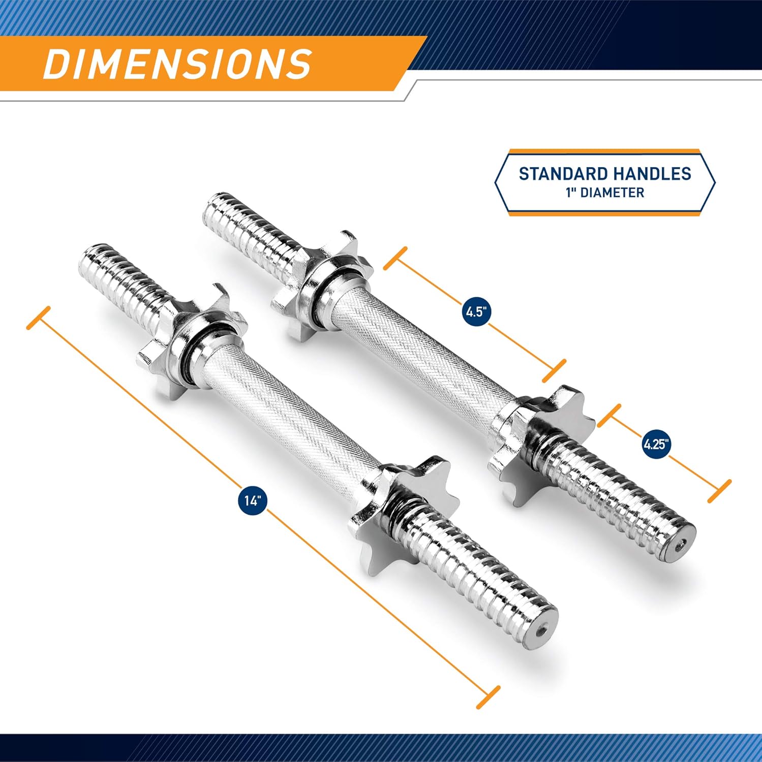 Adjustable Chrome Dumbbell Handles for Standard Weight Plates L7490