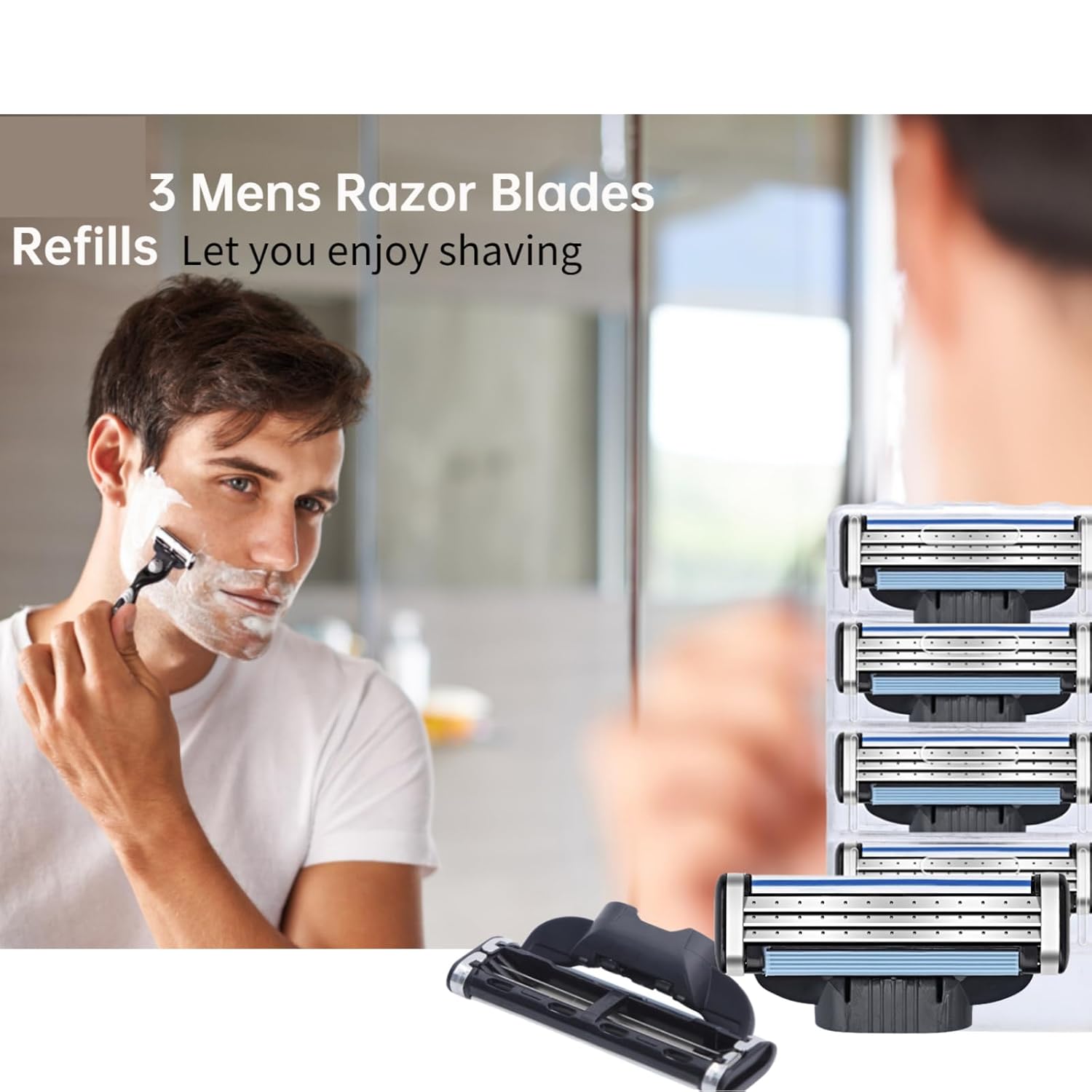 Razor Blade Refills for Mach3, Precision Cut Stainless Steel with Dual Lubrication P835