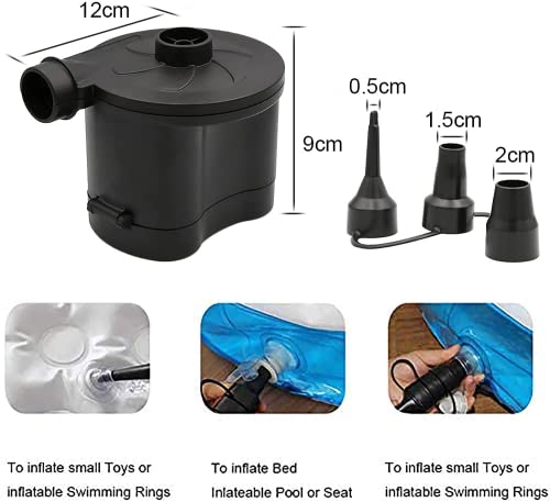 Battery Powered Electric Air Pump, Portable Inflator Deflator for Camping, Air Mattress, Pool Floats, 3 Nozzles E457818