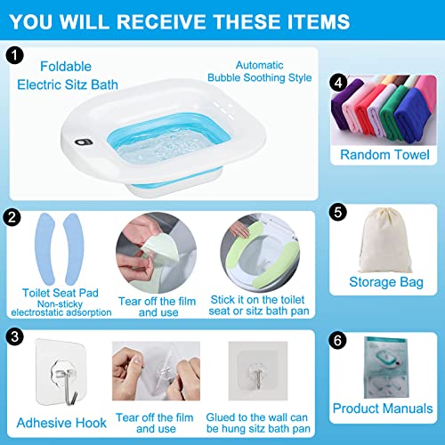 Sitz Bath for Hemorrhoids and Postpartum Care, Collapsible Toilet Seat Tub, Blue T8217
