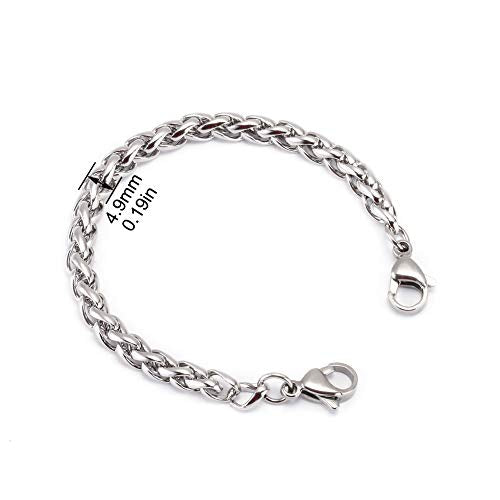 Medical ID Bracelet for Women Stainless Steel Wheat Chain with Health Info Tag N209
